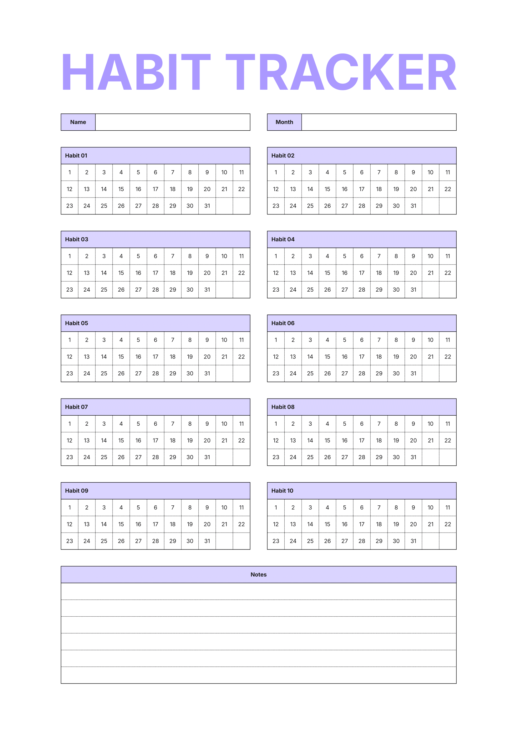 5 Free Printable Habit Tracker Templates For 2025 3 Printable Habit Tracker 2