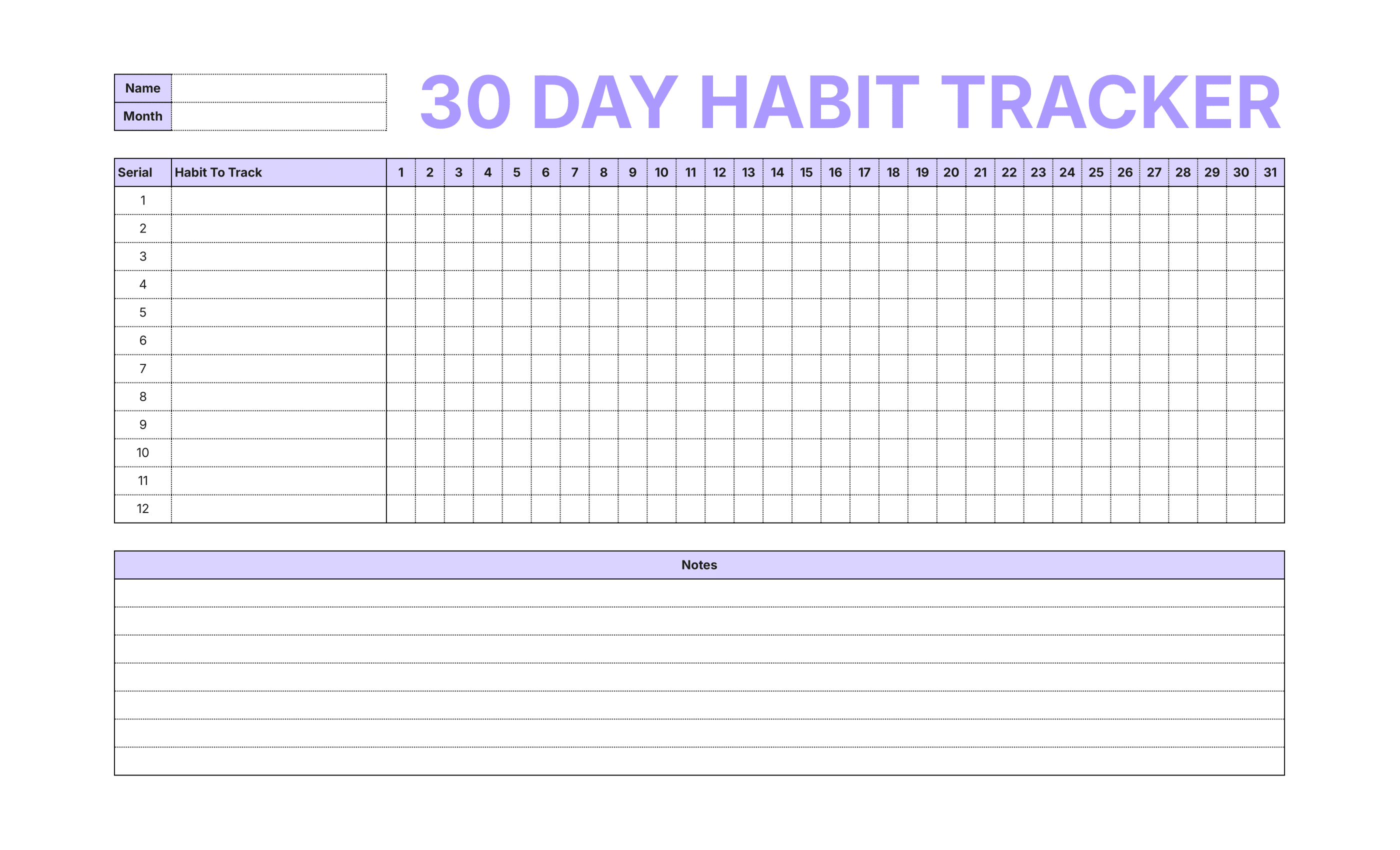 5 Free Printable Habit Tracker Templates For 2025 5 Printable Habit Tracker 4