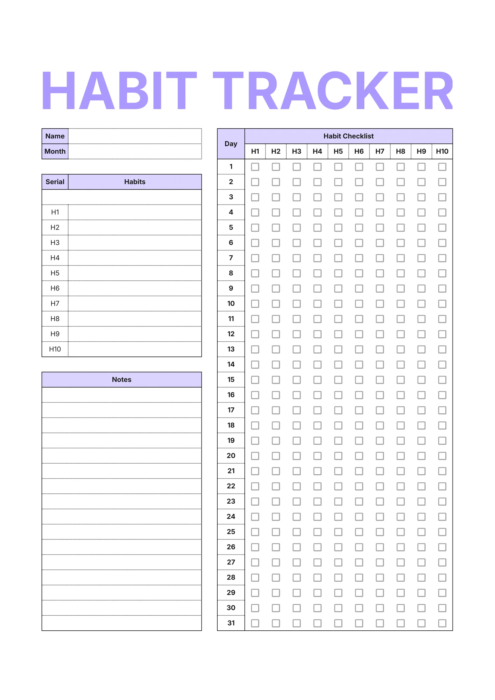 Printable Habit Tracker 3