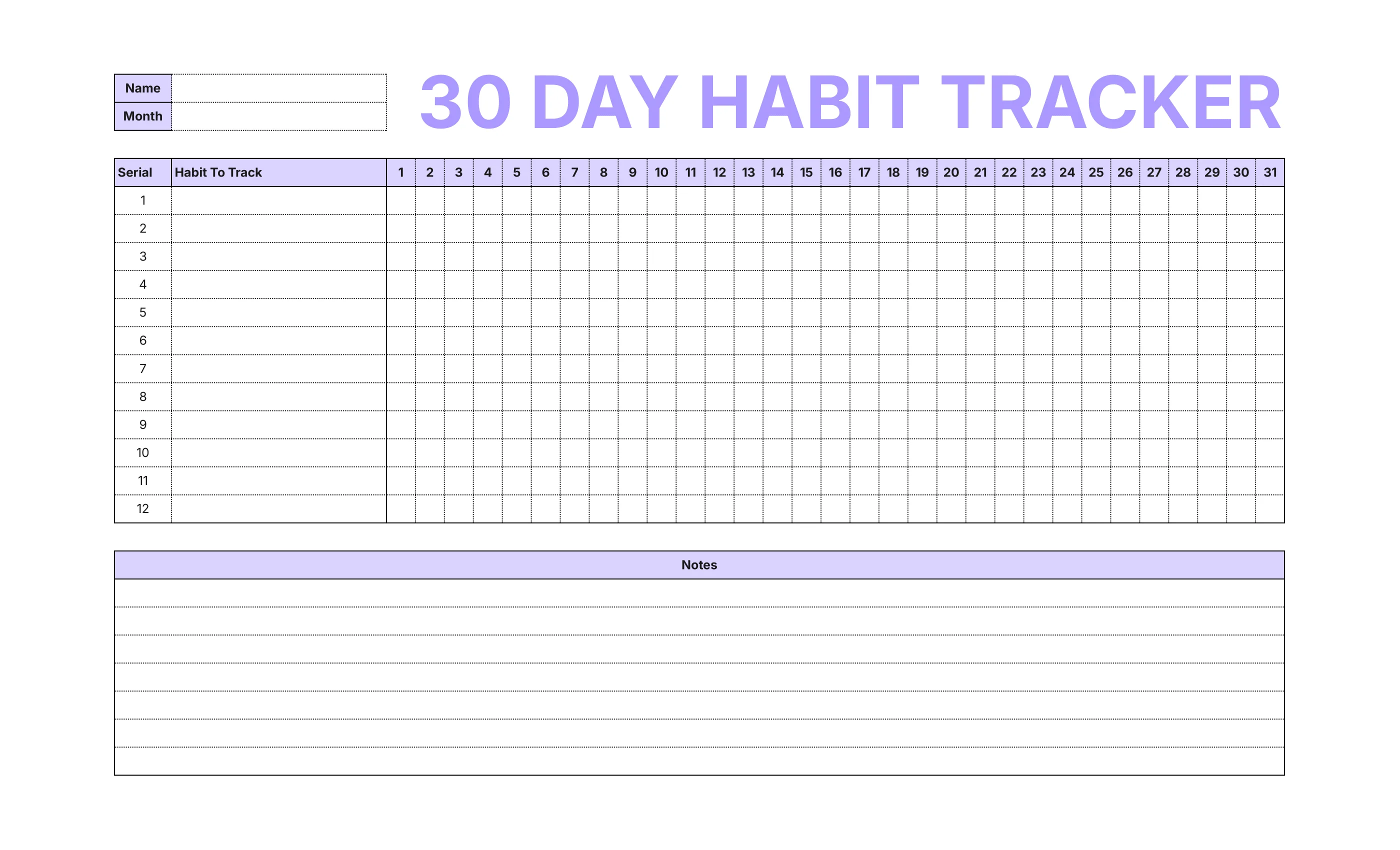 Printable Habit Tracker 4
