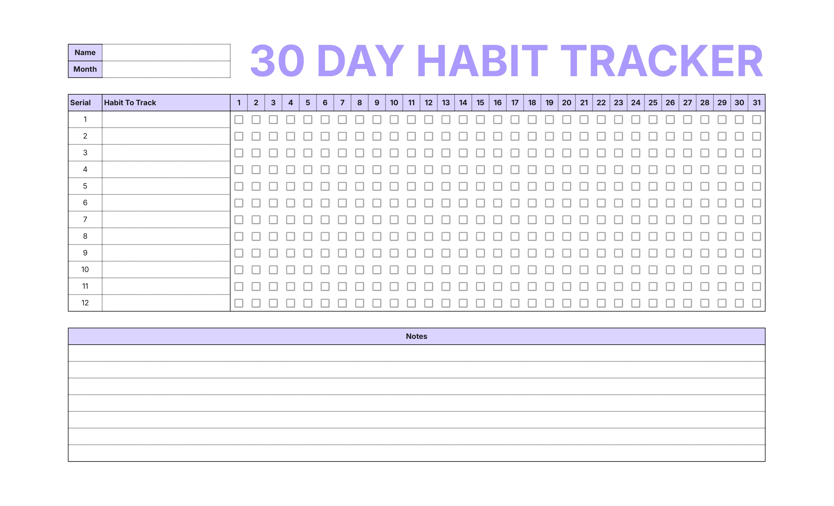 Printable Habit Tracker 5